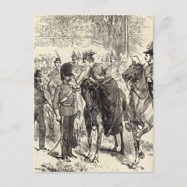 The Queen distributing Victoria Crosses Postcard (Front)