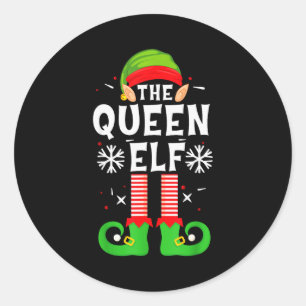 The Queen Elf Christmas Family Matching Pajamas Qu Classic Round Sticker