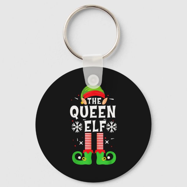 The Queen Elf Christmas Family Matching Pajamas Qu Key Ring (Front)