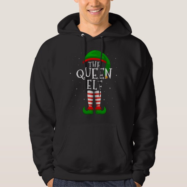 The Queen Elf Funny Matching Family Christmas Hoodie (Front)