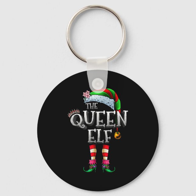 The Queen Elf Shirt Matching Family Christmas Elf  Key Ring (Front)