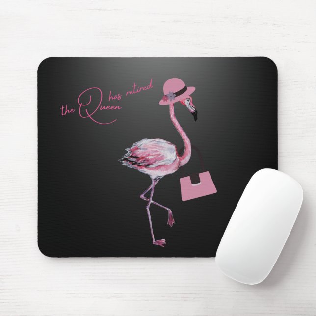 The Queen Has Retired Classy Chic Pink Flamingo Mouse Mat (With Mouse)