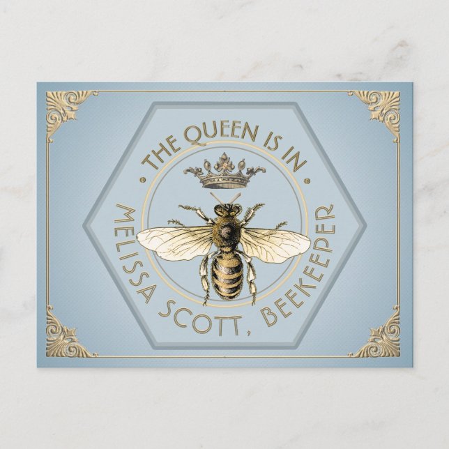 THE QUEEN IS IN - Beekeeper Apiary Queen Bee Postcard (Front)