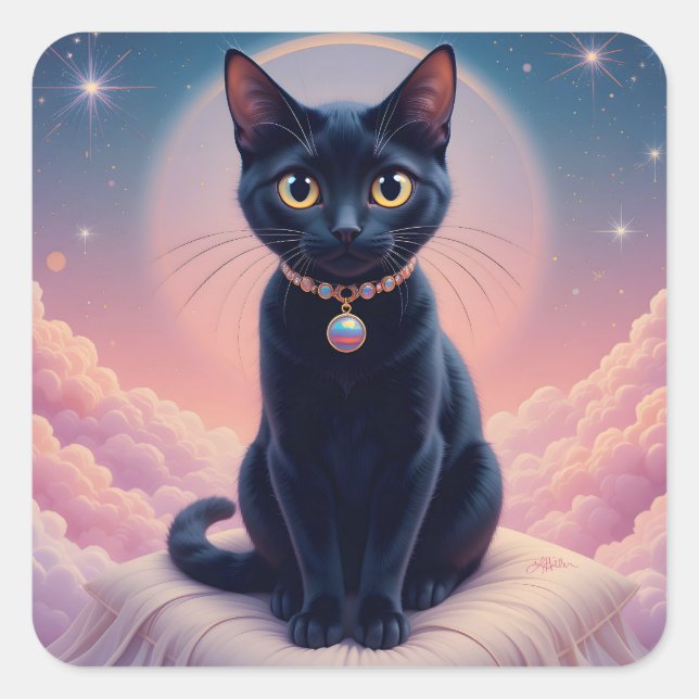 The Queen Of Black Cat Heaven Square Sticker (Front)
