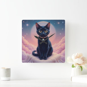 The Queen Of Black Cat Heaven Square Wall Clock