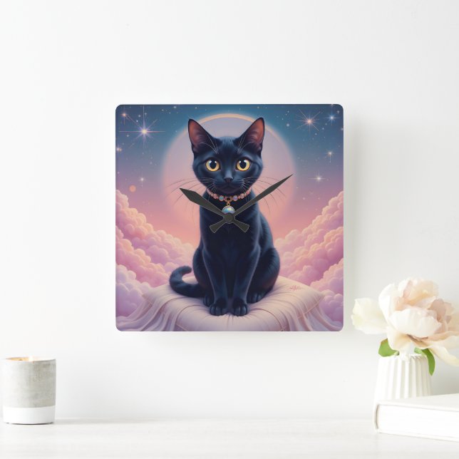 The Queen Of Black Cat Heaven Square Wall Clock (Home)