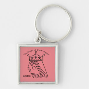 The Queen of Everything! Editable text and name Key Ring