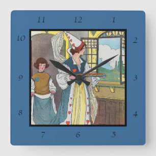 The Queen of Hearts Made Some Tarts, Nursery Rhyme Square Wall Clock