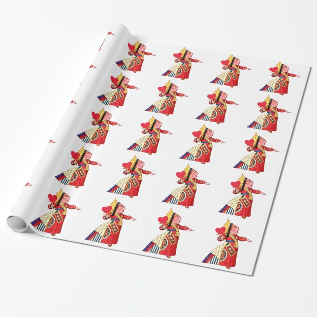 The Queen of Hearts Shouts, "Off With Her Head!" Wrapping Paper (Unrolled)