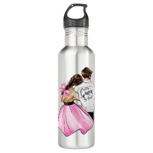 The Queen of my heart valentine day couple in love 710 Ml Water Bottle