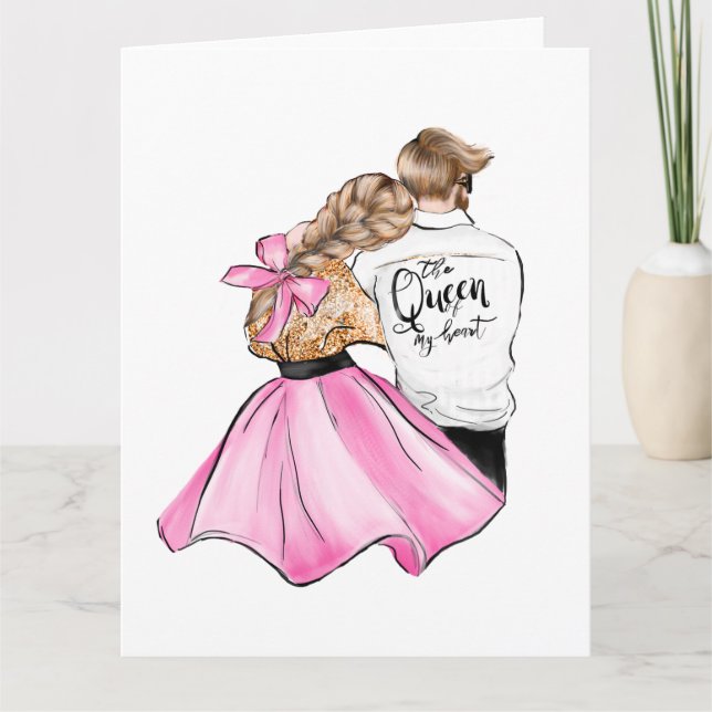 The Queen of my heart valentine day couple in love Card (Front)
