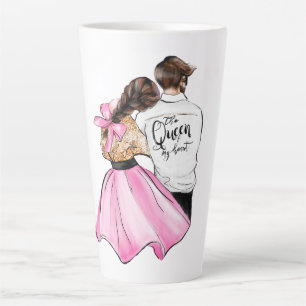 The Queen of my heart valentine day couple in love Latte Mug