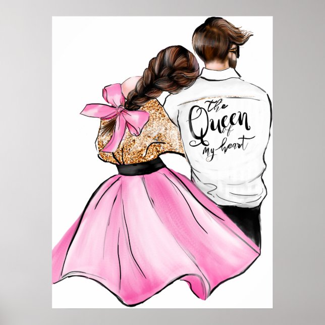 The Queen of my heart valentine day couple in love Poster (Front)
