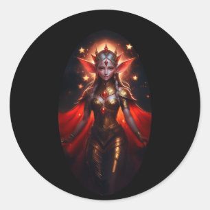 The Queen Of The Moon Watcher Elves Poses For Us Classic Round Sticker