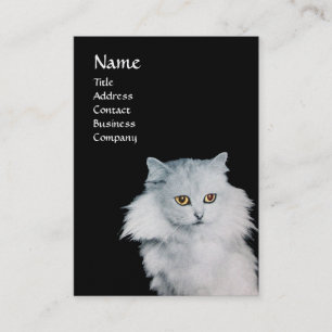 THE QUEEN OF WHITE CATS, MONOGRAM Red,pearl paper Business Card