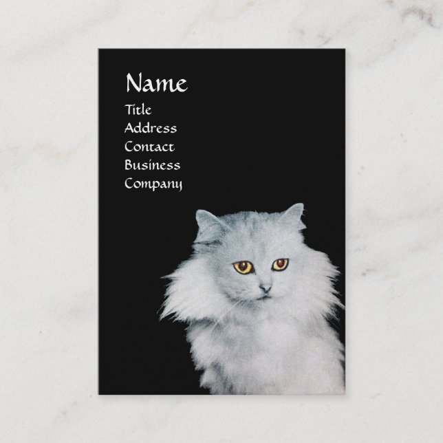 THE QUEEN OF WHITE CATS, MONOGRAM Red,pearl paper Business Card (Front)