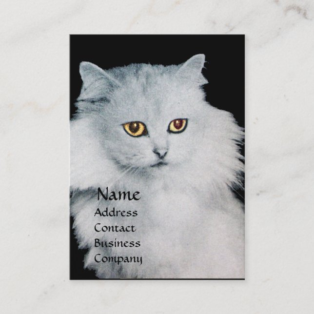 THE QUEEN OF WHITE CATS,white pearl paper Business Card (Front)