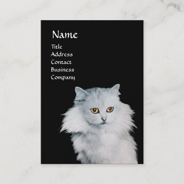 THE QUEEN OF WHITE CATS,white pearl paper Business Card (Front)