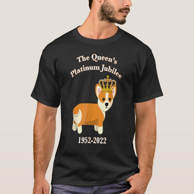The Queen Platinum Jubilee Corgi With Crown Dog Pe T-Shirt (Front)