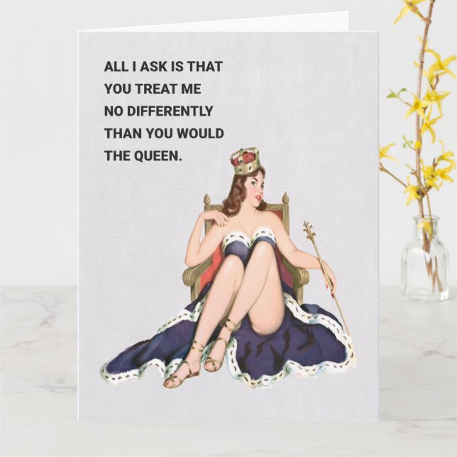 The Queen Retro Humor Greeting  Card (Yellow Flower)