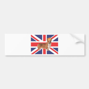 The Queen's Corgi with Crown and Union Jack Bumper Sticker