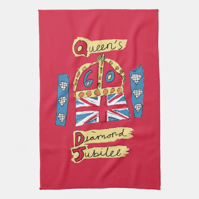 The Queen's Diamond Jubilee Tea Towel (Vertical)