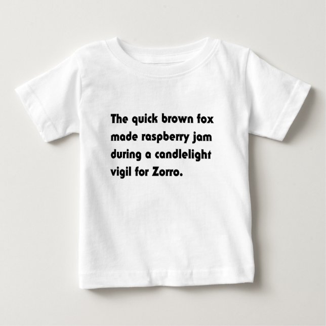 The Quick Brown Fox Made Raspberry... Pangram Tee (Front)