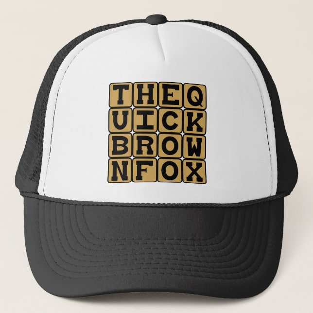 The Quick Brown Fox, Pangram Subject Trucker Hat (Front)