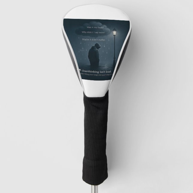 The Quiet Spiral – Realistic Overthinking Tee Golf Head Cover (Front)