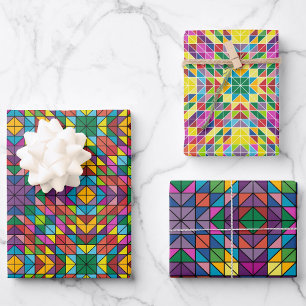 The Quilting Party Happy Colours 3 Coordinating Wrapping Paper Sheet