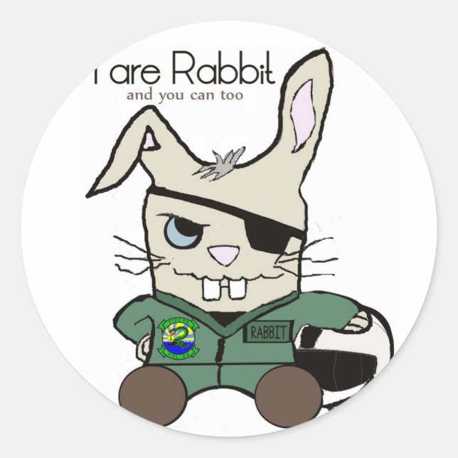 The Rabbit. A helicopter pilot. STICKERS! Classic Round Sticker (Front)