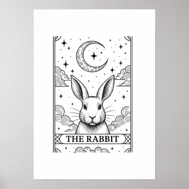 The Rabbit | Mystical Moon Tarot Card Illustration Poster (Front)