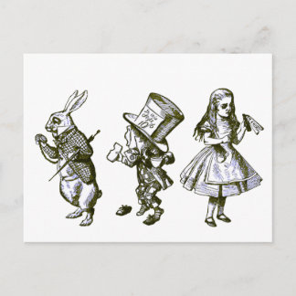 The Rabbit, the Hatter & Alice from Wonderland Postcard