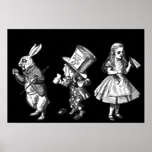 The Rabbit, the Hatter & Alice Wonderland Poster