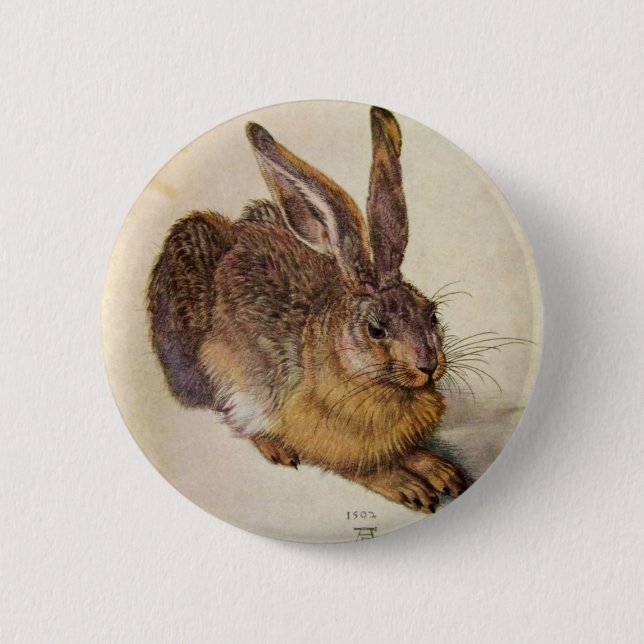 THE RABBIT ( Young Hare ) 6 Cm Round Badge (Front)