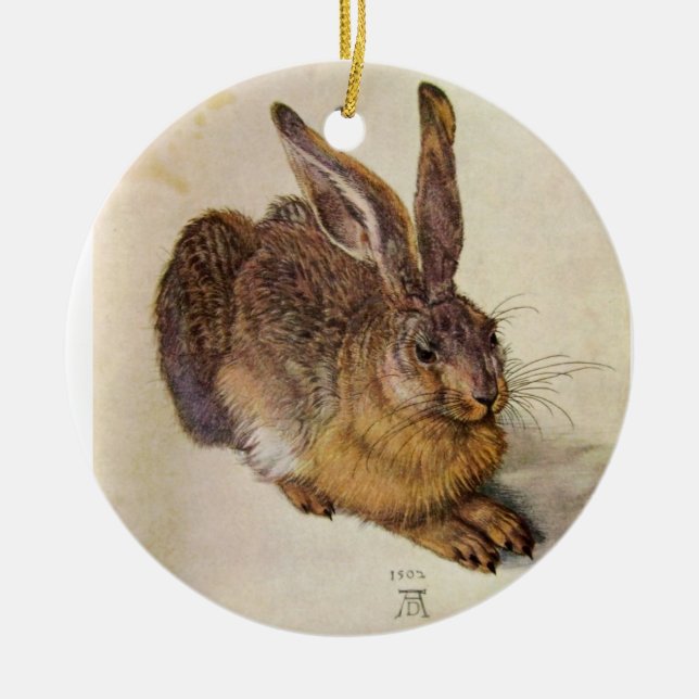 THE RABBIT ( Young Hare ) Ceramic Tree Decoration (Front)