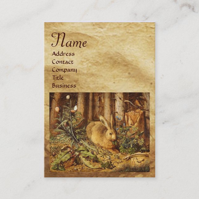 THE RABBIT ( young hare)  Monogram Business Card (Front)