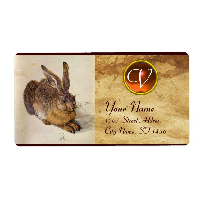 THE RABBIT ( Young Hare ) Monogram Orange Agate (Front)