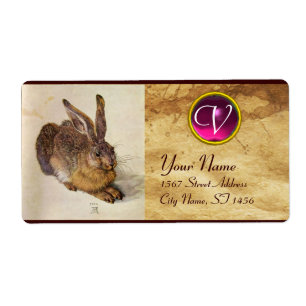 THE RABBIT ( Young Hare ) Monogram Pink Amethyst
