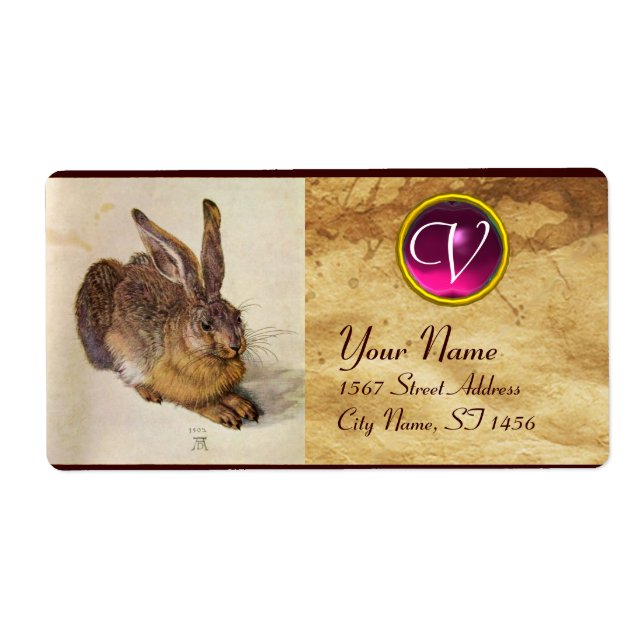 THE RABBIT ( Young Hare ) Monogram Pink Amethyst (Front)