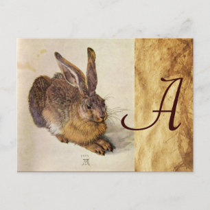 THE RABBIT ( Young Hare ) Monogram Postcard