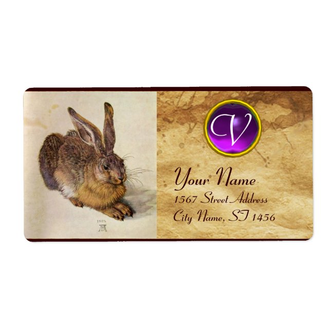 THE RABBIT ( Young Hare ) Monogram Purple Amethyst (Front)