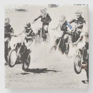 The Race is On - Motocross Racers Stone Coaster