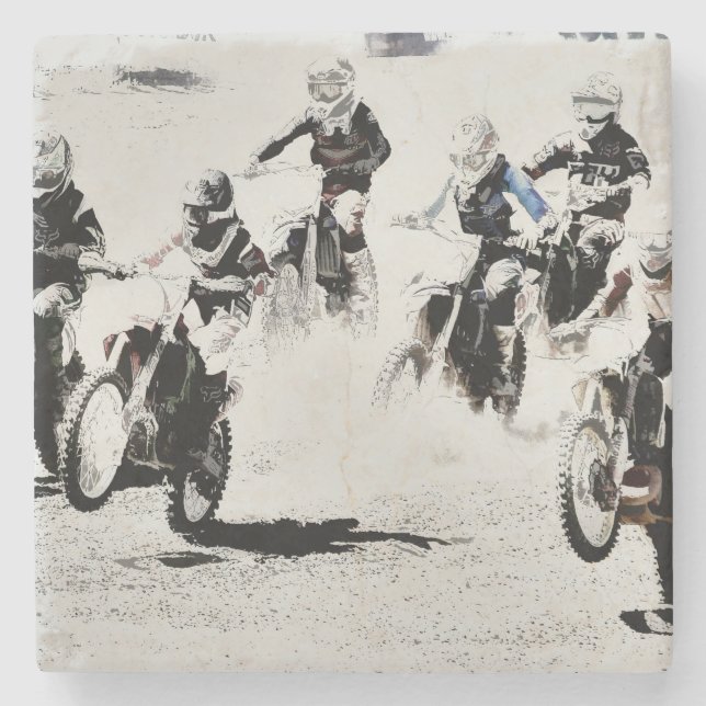 The Race is On - Motocross Racers Stone Coaster (Front)