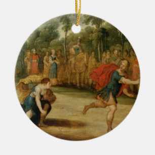 The Race of Atalanta and Hippomenes (oil on panel) Ceramic Tree Decoration