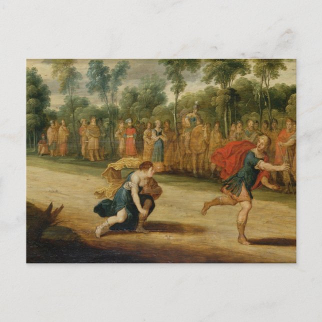 The Race of Atalanta and Hippomenes (oil on panel) Postcard (Front)