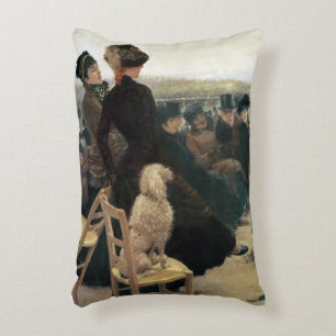 The Races at Auteuil, part of a triptych (oil on c Decorative Cushion