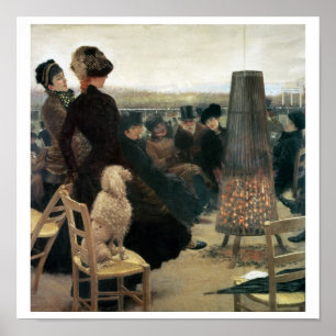 The Races at Auteuil, part of a triptych (oil on c Poster