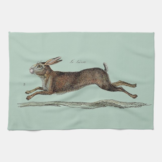 The Racing Hare at Easter Tea Towel (Horizontal)