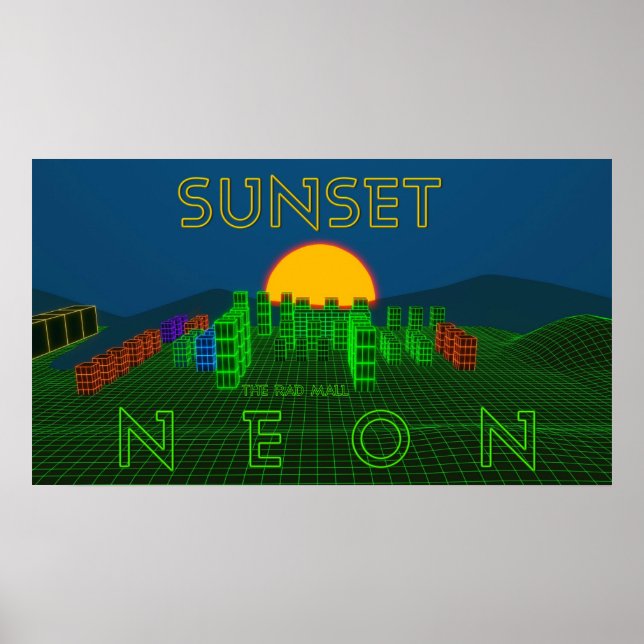 The Rad Mall "SUNSET NEON" Poster (30" x 16.88") (Front)